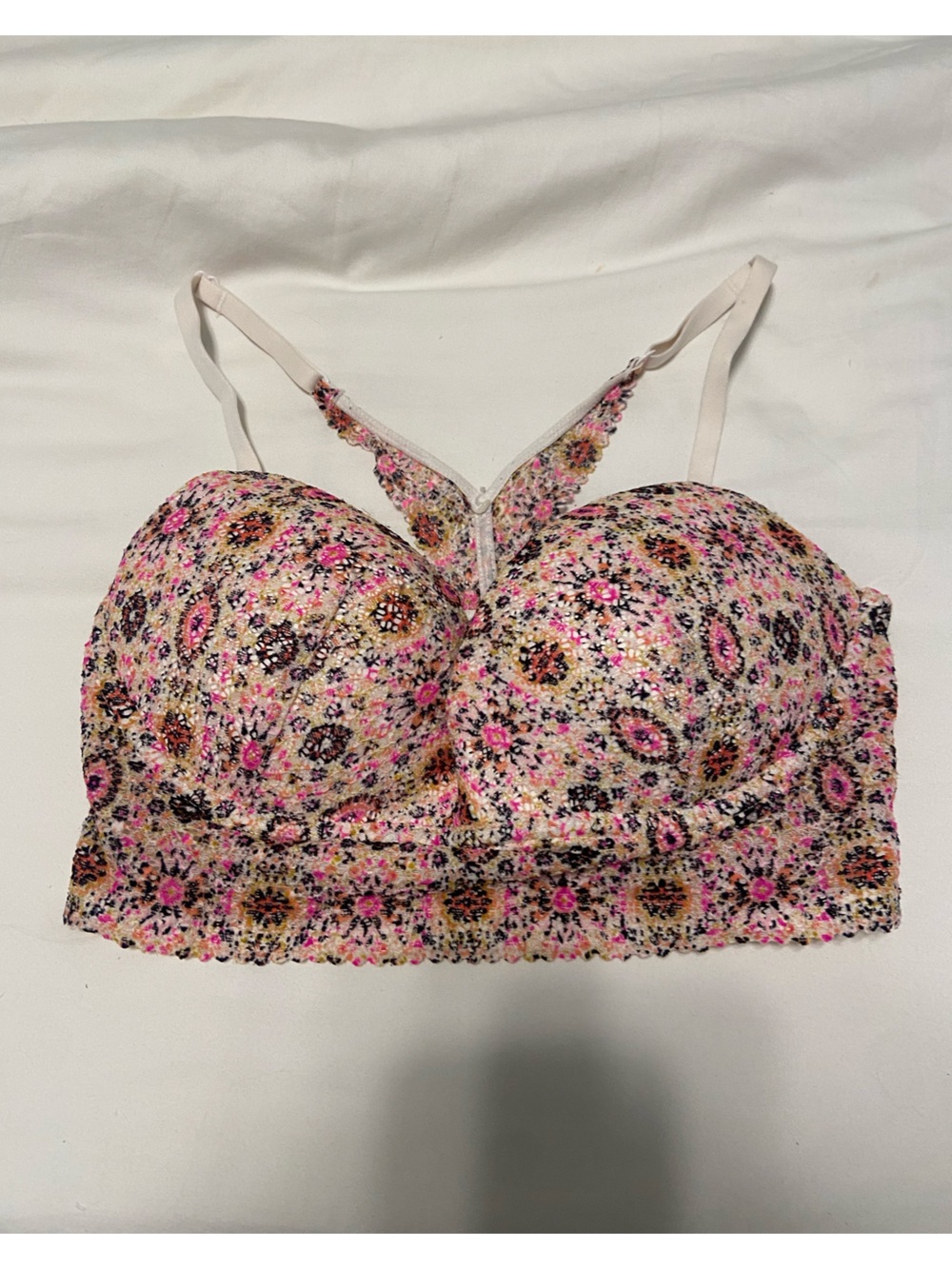 Victoria's Secret Racerback Multicolor Pattern Lace Bralette